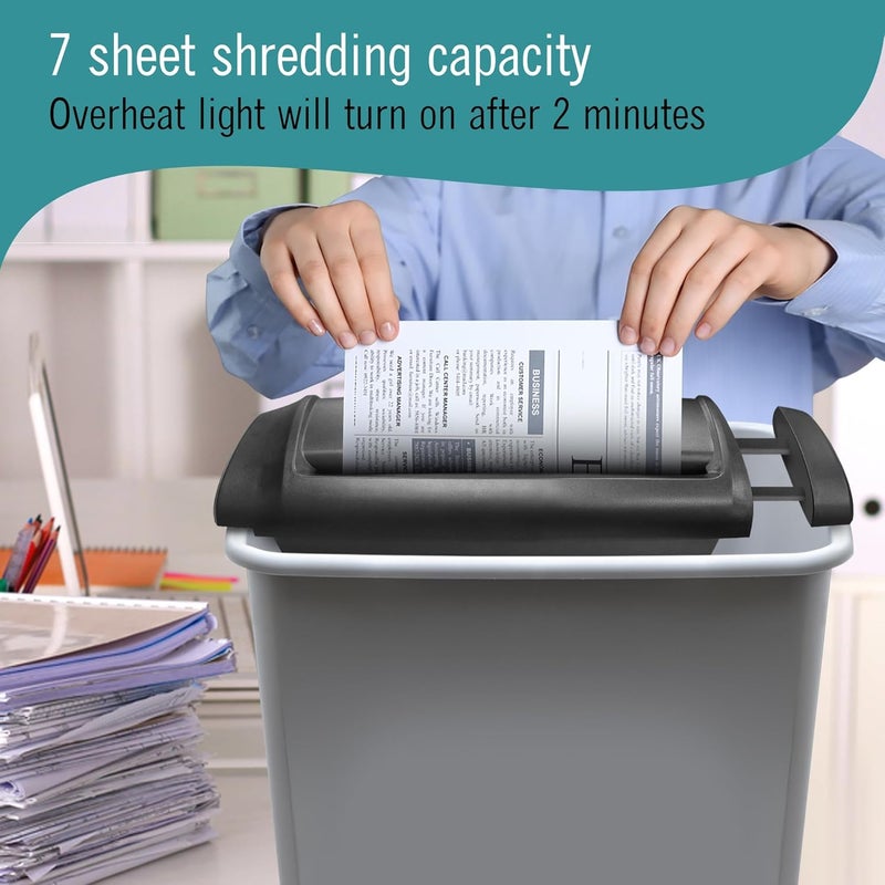 EXTRIC Paper Shredder for Home, Portable Paper Shredders Heavy Duty with Extendable Arm – 7 Sheet Strip-Cut, Credit Card Slot, Mini Document Shredder Without Basket for Home, Office, Overheat, Jam protection - Image 4